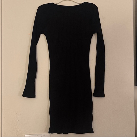 Topshop Black Long Sleeve ribbed short bodycon Dress - Picture 4 of 7